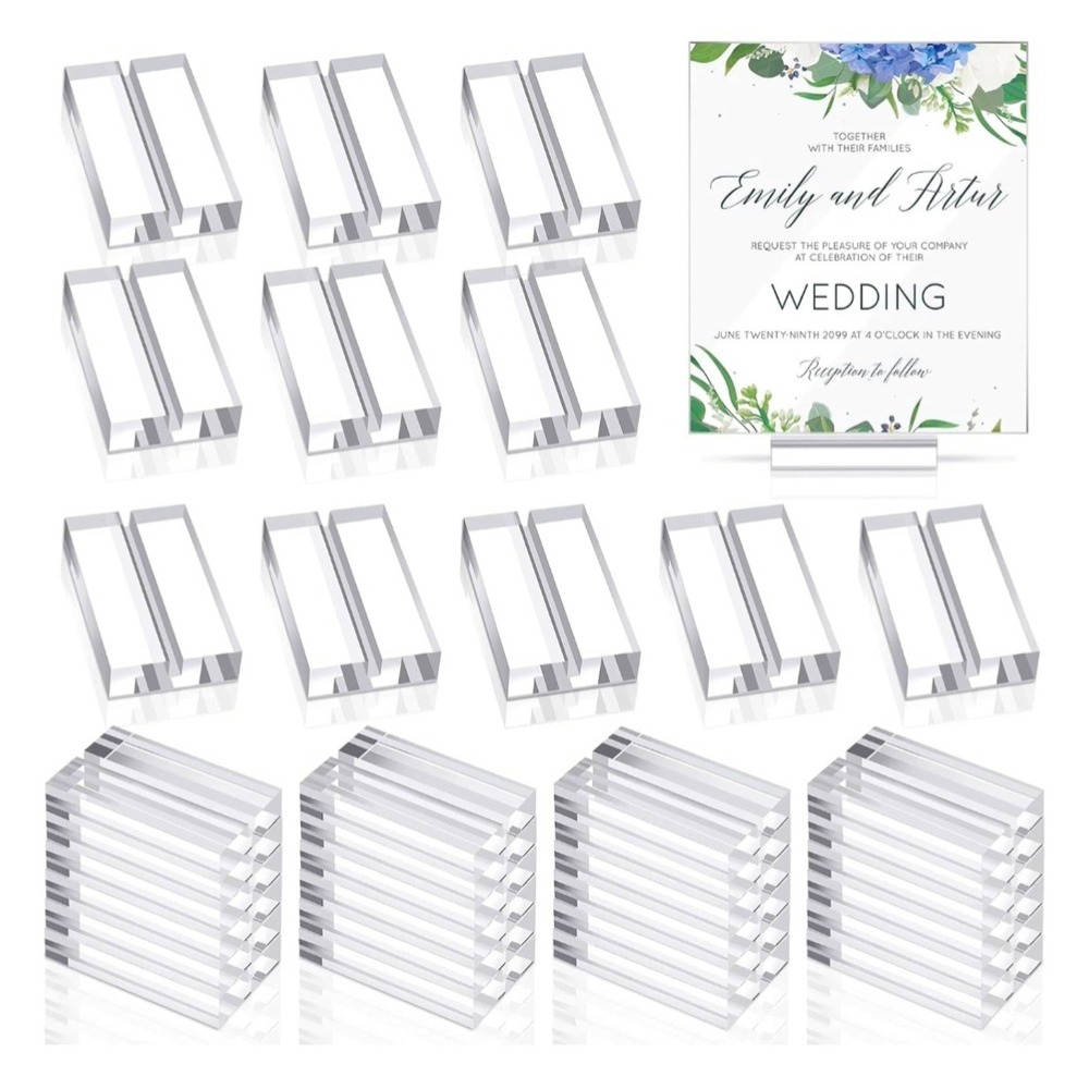 Roowest 100 Pcs Clear Acrylic Place Card Holders Wedding Table Number Stands NEW